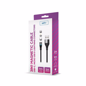 Setty USB магнитный кабель 1m 2A нейлон черный