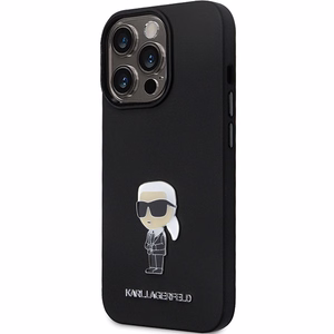 Karl Lagerfeld KLHCP14LSMHKNPK ümbris jaoks iPhone 14 Pro - must Silicone Ikonik Metal Pin