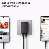 UNIQ Seinalaadija Votre Slim Duo 20W USB-C + USB-A must/charcoal must