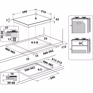 Whirlpool AKT 627/NB1 sisseehitatud gaasipliit, must, 59 cm, 4 tsooni