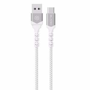 Blavec Кабель Raptor плетёный - USB to Type C - 3A 0,5 метра Apple CarPlay/Android Auto (CRA-UC3WS05) бело-серебряный