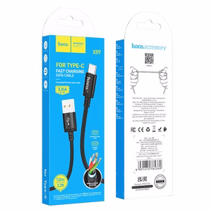 Кабель USB A to USB C Hoco 3A 1 m X89 черный
