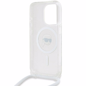 Karl Lagerfeld Crossbody IML Karl Head MagSafe ümbris jaoks iPhone 15 Pro - läbipaistev