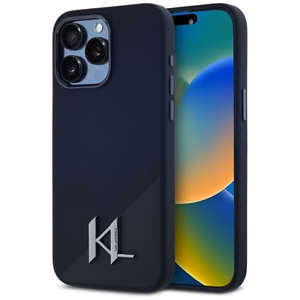 Чехол Karl Lagerfeld для iPhone 15 Pro Max совместимый с MagSafe KLHMP15XSCMKMPCK (Silicone Initial Metal Logo) чёрный