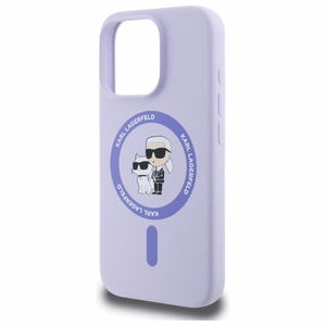Karl Lagerfeld Silicone Karl&Choupette Heads Ring MagSafe Ümbris jaoks iPhone 16 Pro - Lilla