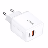 BWOO seina laadija CDA182 QC 38W 1x USB-A + 1x USB-C koos USB-C kaabliga 1 m must
