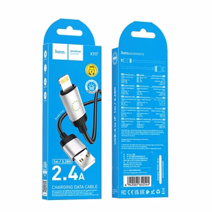 Kaabel USB A to Lightning Hoco 2,4A 1 m X117 must