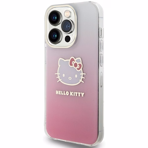 Hello Kitty IML Gradient Electrop Kitty Head ümbris jaoks iPhone 15 Pro - roosa