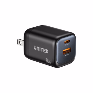 Unitek GaN võrgulaadija USB-A ja USB-C 20W must
