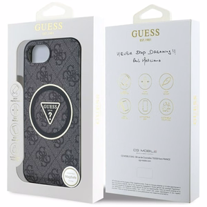 Guess IML Metal Glitter 4G Circle Triangle MagSafe Ümbris jaoks iPhone 16e - Must