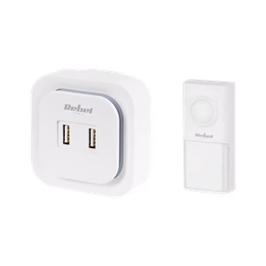 Rebel pistikuga 230 V juhtmevaba uksekell (36 meloodiat, 2 USB-porti)