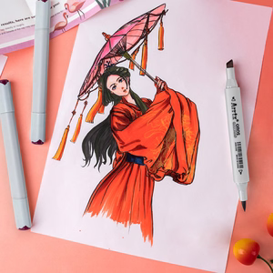 Double-sided Marker Pens ARRTX Oros, 24 Colours, punane tone shade