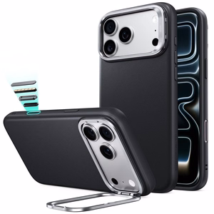 ESR Leather ümbris seadmele iPhone 18 Pro / 17 Pro, toega, MagSafe-ühilduv – must