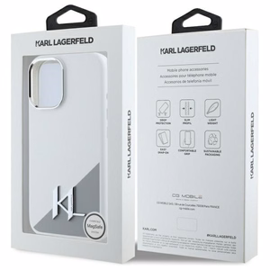 Karl Lagerfeld Silicone Initial Metal Logo MagSafe iPhone 16 Ümbris - valge