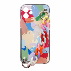 Värviline ketiga ümbris geelist paindlik elastne ümbris keti ripatsiga iPhone 8 Plus / iPhone 7 Plus jaoks mitmevärviline