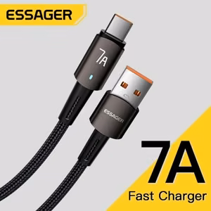 Essager Morning Glory USB Type-C kaabel, 200 cm, kuni 7 A – must