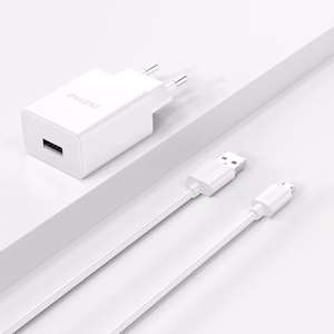 Dudao A4EU USB-A 2.1A wall Laadija - valge + USB-A - micro USB kaabel