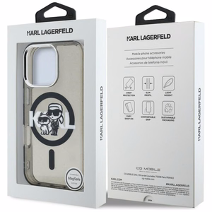 Karl Lagerfeld IML Glitter Karl & Choupette Sketch Logo MagSafe ümbris iPhone 16 Pro Max - must