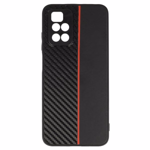 Tel Protect CARBON Ümbris jaoks Xiaomi Redmi 10 Must with punane stripe