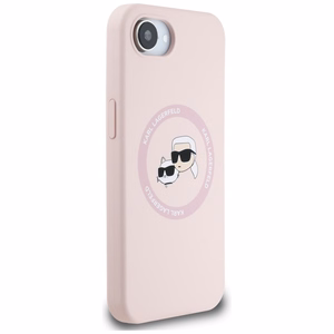 Karl Lagerfeld Silicone Karl&Choupette Heads MagSafe iPhone 16e Ümbris - Roosa