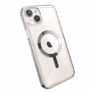 Speck GemShell Grip MagSafe ümbris seadmele iPhone 15 Plus / 14 Plus, läbipaistev kroomivärvi detailidega