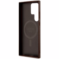 Guess 4G Collection Leather Metal Logo MagSafe Ümbris jaoks Samsung Galaxy S24 Ultra - Brown