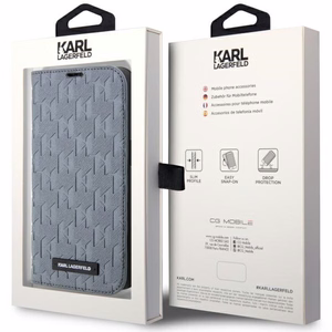 Karl Lagerfeld KLBKP14LSAKLHPG iPhone 14 Pro 6.1" bookcase hõbedane/hõbedane Saffiano Monogram
