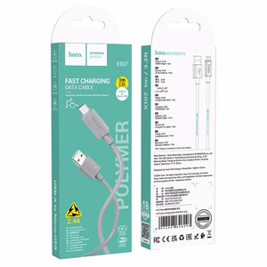 Кабель USB A на Micro USB Hoco 2,4A 1 m X107 серый