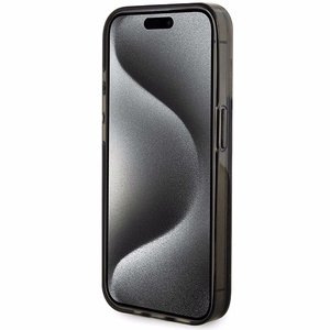Guess Liquid Glitter kuldne Stripes ümbris jaoks iPhone 15 Pro - must