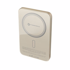 Powerbank compatible with MagSafe Forcell F-Energy SuperSlim F5K8 QC4.0 PD3.0 15W 5000 mAh titanium desert