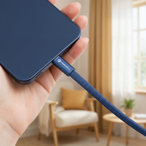 Kaabel USB C USB C Forcell F-Energy QC4.0 PD 5A 100W Cafule Flat 1,2 m CCFN23 tumesinine