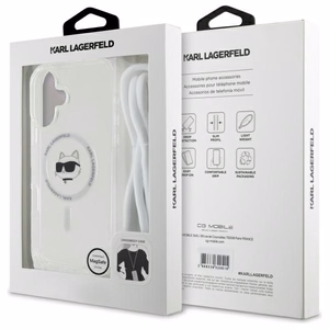 Karl Lagerfeld IML Choupette Head & Cord Magsafe iPhone 16 Ümbris - Clear