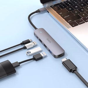 Adapter Hoco HB27 Type-C Multi-Function Converter HDMI+USB3.0+USB2.0*2+PD hall