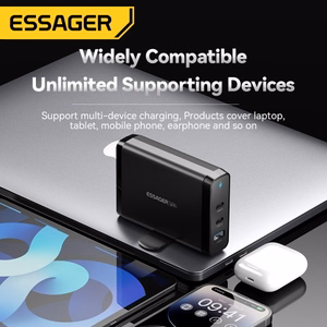 Laadija Essager Peak 2 Must 140W (2xPD / QC3.0)