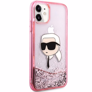 Чехол Karl Lagerfeld Glitter Karl Head для iPhone 11/XR - розовый