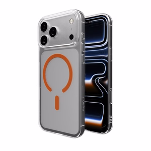 Puro Lite Mag TPU+PC Ümbris Compatible with MagSafe jaoks iPhone 17 Pro - Läbipaistev with Oranž Ring