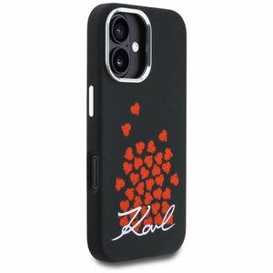 Karl Lagerfeld Silicone Heart Sign Logo MagSafe Case for iPhone 16 - Black