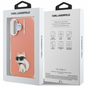 Karl Lagerfeld IML Aquarelle Choupette & Logo iPhone 16 Ümbris - roosa