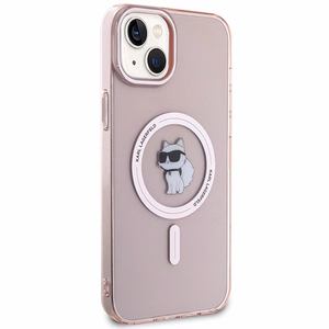 Karl Lagerfeld IML Choupette MagSafe ümbris jaoks iPhone 15 Plus - roosa
