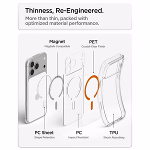 Spigen Ultra Hybrid MagSafe ümbris iPhone 18 Pro / 17 Pro jaoks, läbipaistev oranž