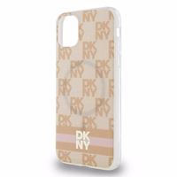 DKNY IML Checkered Mono Pattern & Printed Stripes MagSafe ümbris jaoks iPhone 11 / Xr - roosa
