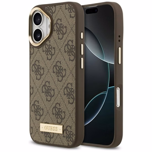 Guess 4G Logo Plate MagSafe ümbris jaoks iPhone 17 brown