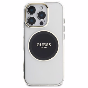 Guess IML Metal Colored Circle Classic Logo MagSafe ümbris jaoks iPhone 16 Pro - must