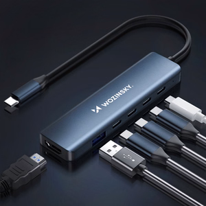 Wozinsky WHBC10Y4S 6-in-1 USB-C jaotur, alumiiniumist, 25 cm kaabliga, hall