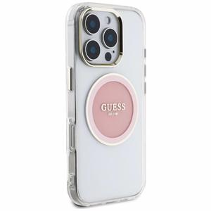 Guess IML Metal Colored Circle Classic Logo MagSafe iPhone 16 Pro Ümbris - Roosa