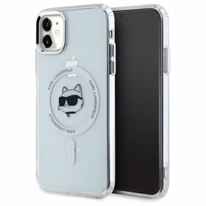 Karl Lagerfeld IML Metal Choupette Head MagSafe iPhone 11 Ümbris - valge