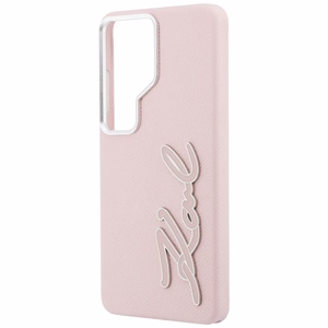 Karl Lagerfeld ümbris Grained Signature Metal Resin Logo Samsung Galaxy S26 Ultra roosa