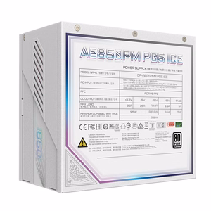 GIGABYTE AORUS ELITE P850W ICE toiteplokk - PCIe 5.0, 80 PLUS Platinum, täielikult modulaarne disain, 120mm ventilaator, ATX 3.0 ühilduv, EL pistik