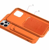 Kaardiümbris Silikoonist rahakotiümbris kaardipesaga dokumendid iPhone 12 Pro oranžile