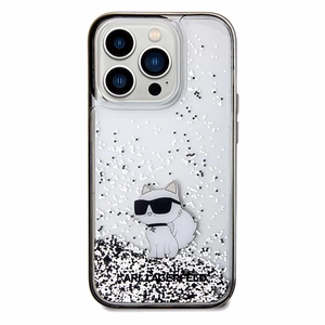 Karl Lagerfeld Liquid Glitter Choupette ümbris jaoks iPhone 14 Pro Max - läbipaistev